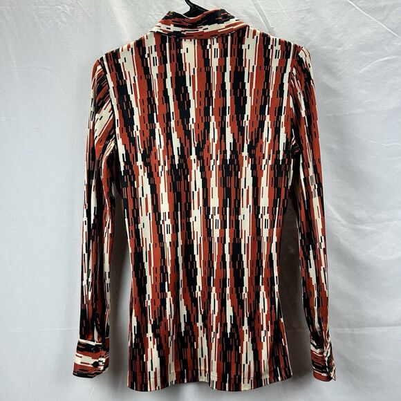 Vintage Tarri Women's Top Small 5 Long Sleeve 1/2 Button Shirt Abstract Retro - Picture 4 of 8